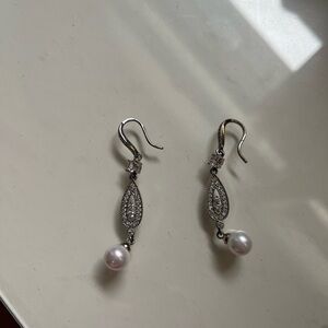 Elegant Silver and Pearl Drop Earrings